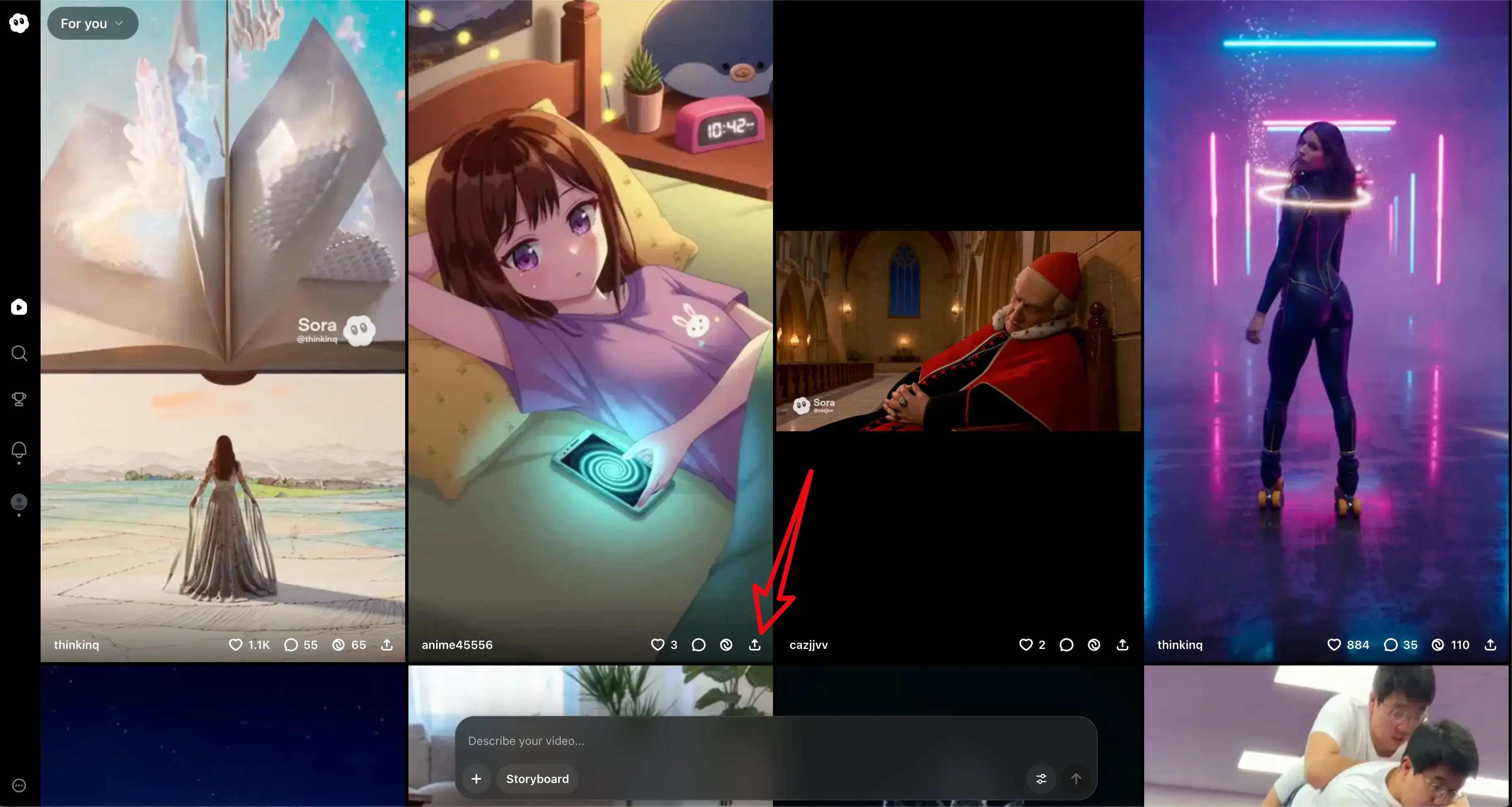 Click share on Sora desktop